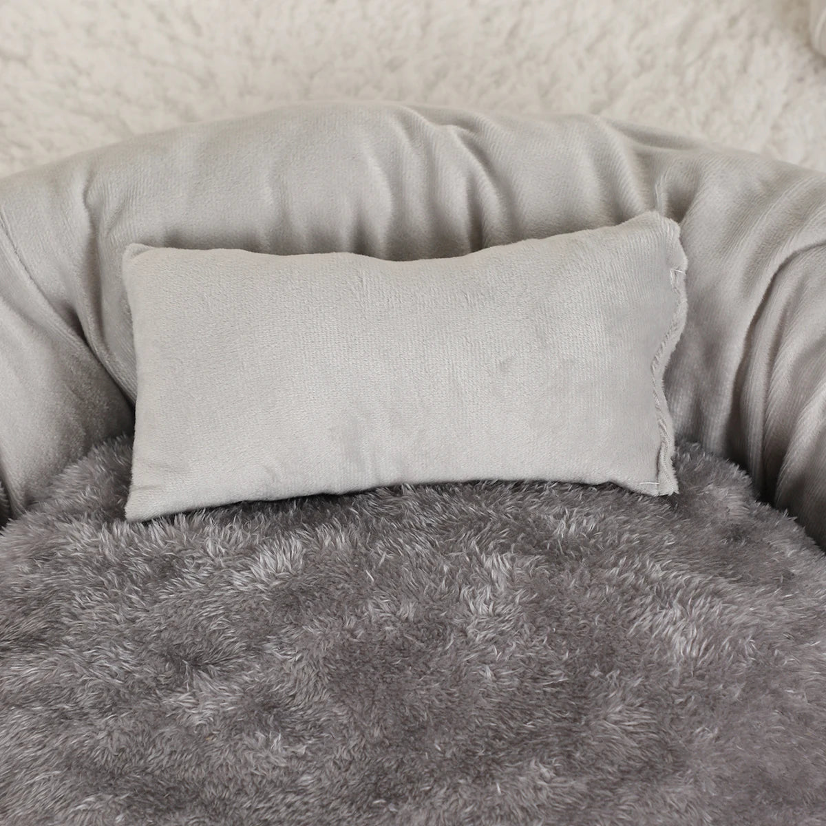 Washable Plush Pet Bed Sofa Gray for Dogs and Cats
