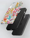 Wildflower Boho Embroidery Effect Flower Case for iPhone 16 15 Pro Max 14 Plus Protective 2 in 1 Double Deck Cover