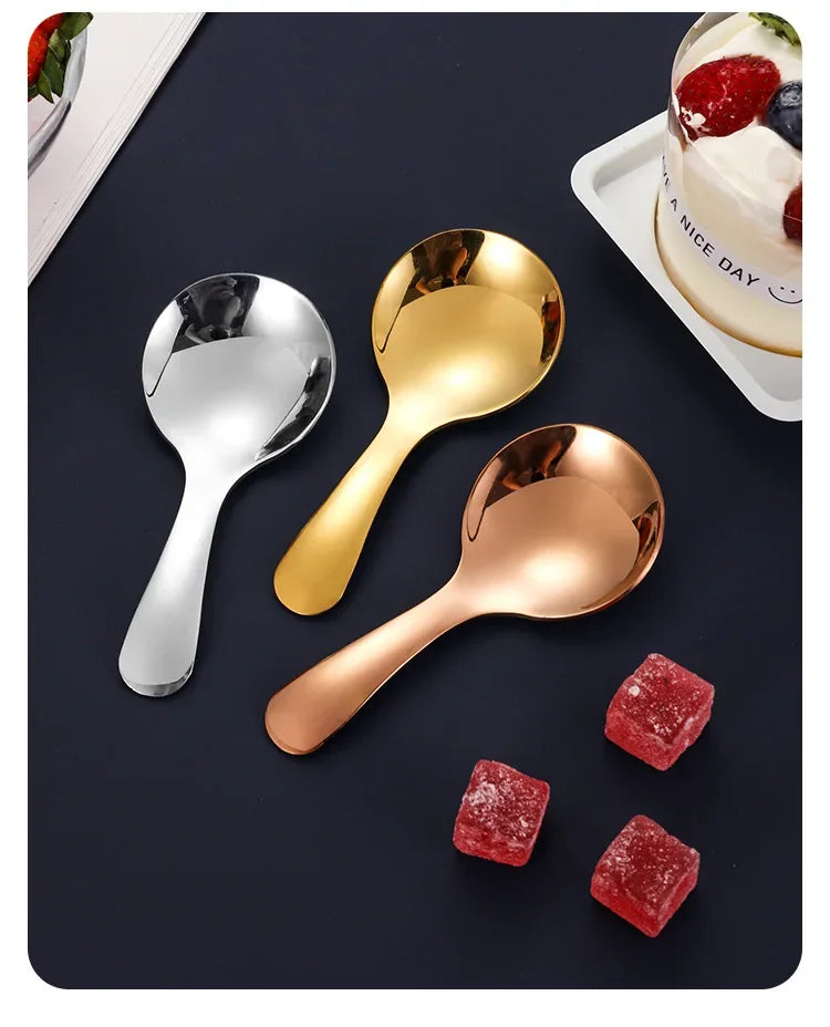 304 Stainless Steel Cute Spoon Adorable Short Handle Creative Utensil for Dessert Milk Powder Easy Clean Durable Safe