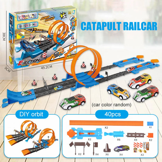 Stunt Speed Double Car Wheels Model Toys For Racing Track Diy Assembled Rail Kits Educational Interactive Boy Toy