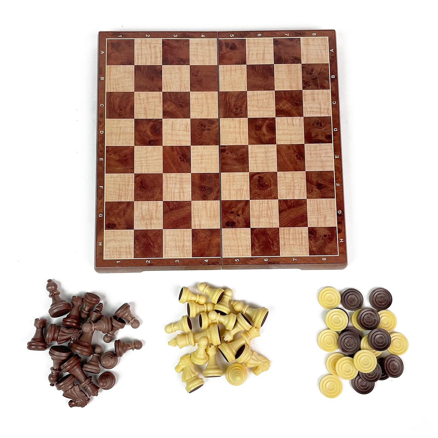 24cm 2 in 1 Foldable Magnetic Wooden Chess & Checkers Set