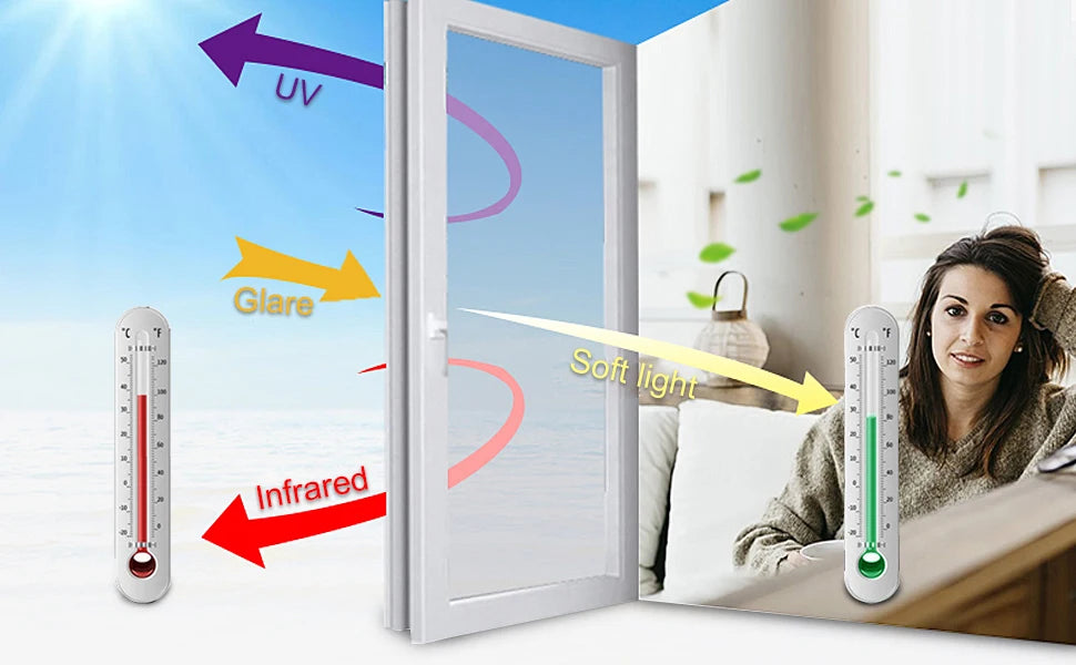 One Way Mirror Window Film Privacy Sun Blocking Glass Sticker Heat Control Reflective Film Self Adhesive Window Tint Multi-size