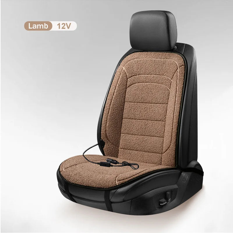 Heated Car Seat Cover 12V Fast Heating Seat Cushion Warm Plush Car Seat Heating Covers Seat Protector Auto Seat Heater Pads Mat
