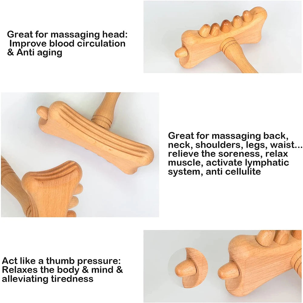 1 PC Wood Massage Stick Wooden Therapy Massage Tools, Home Gua Sha Lymphatic Drainage Tool,Relief Muscle Soreness Anti Cellulite