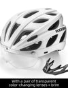 Bike Helmet with Photochromic Len Visor Wind-breaking Brim Bike Helmet Adult MTB Road Safety Riding Cycling Helmet
