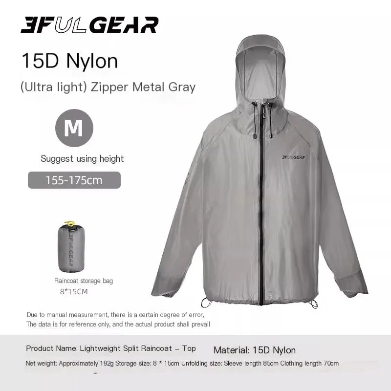 Lightweight Waterproof Hiking Rain Jacket and Pants Set with Hood