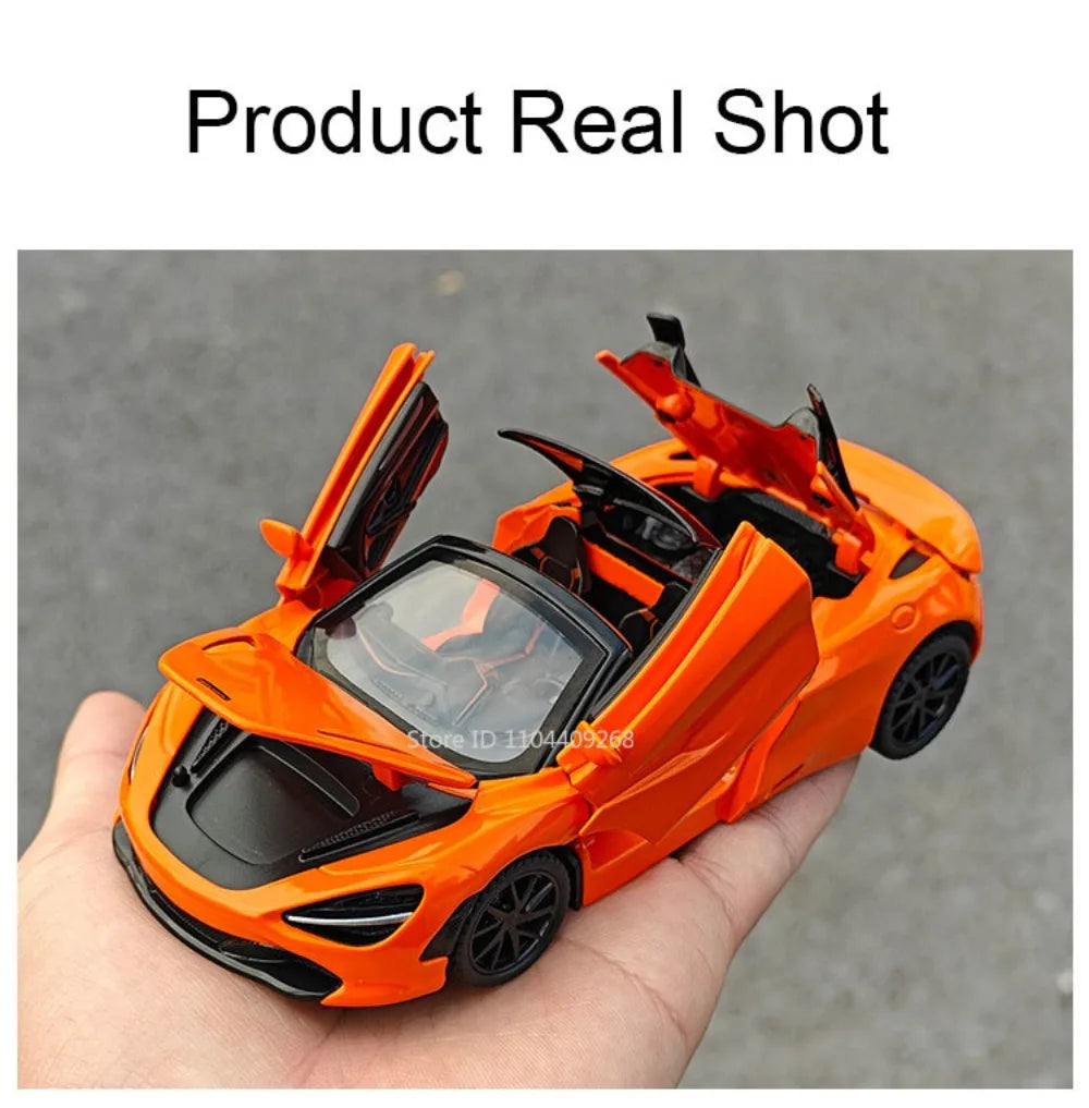 1:32 720S Senna Sports Car Model Toy Doors Opened Metal Die-cast Sound Light Miniature Vehicles Models Boys Collection Gifts