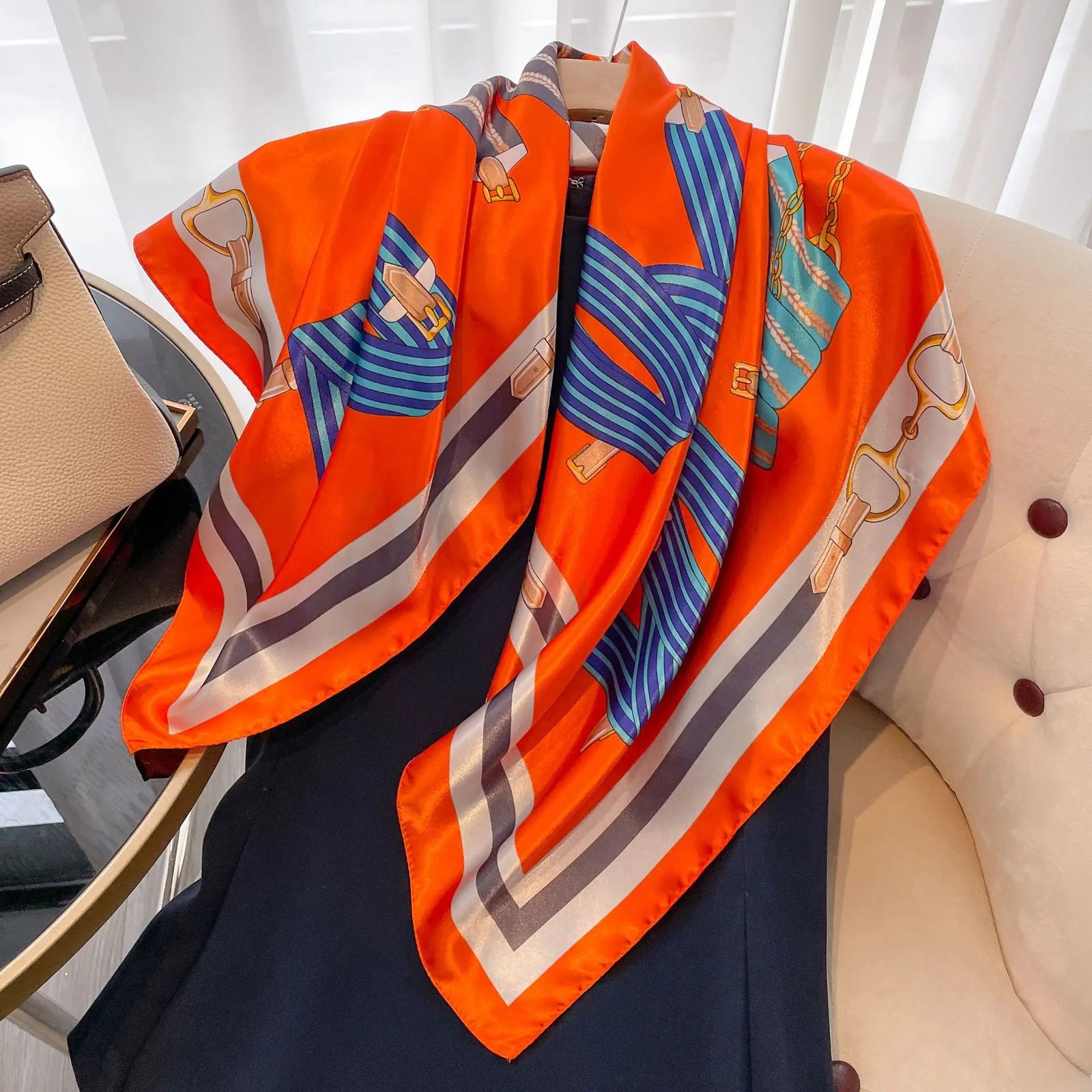 Square Women Scarves Silk Office Ladies Hair Neck Bandanna Headband Foulard Headcloth Muslim Headscarf Female muffler