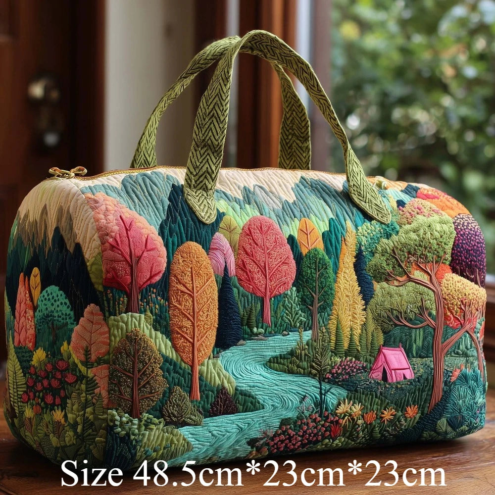 Scenic Duffle Bag Quilted Travel Tote Nature Landscape Forest Bear Desert Artistic Weekender Bags Men Women Camping Road Trip