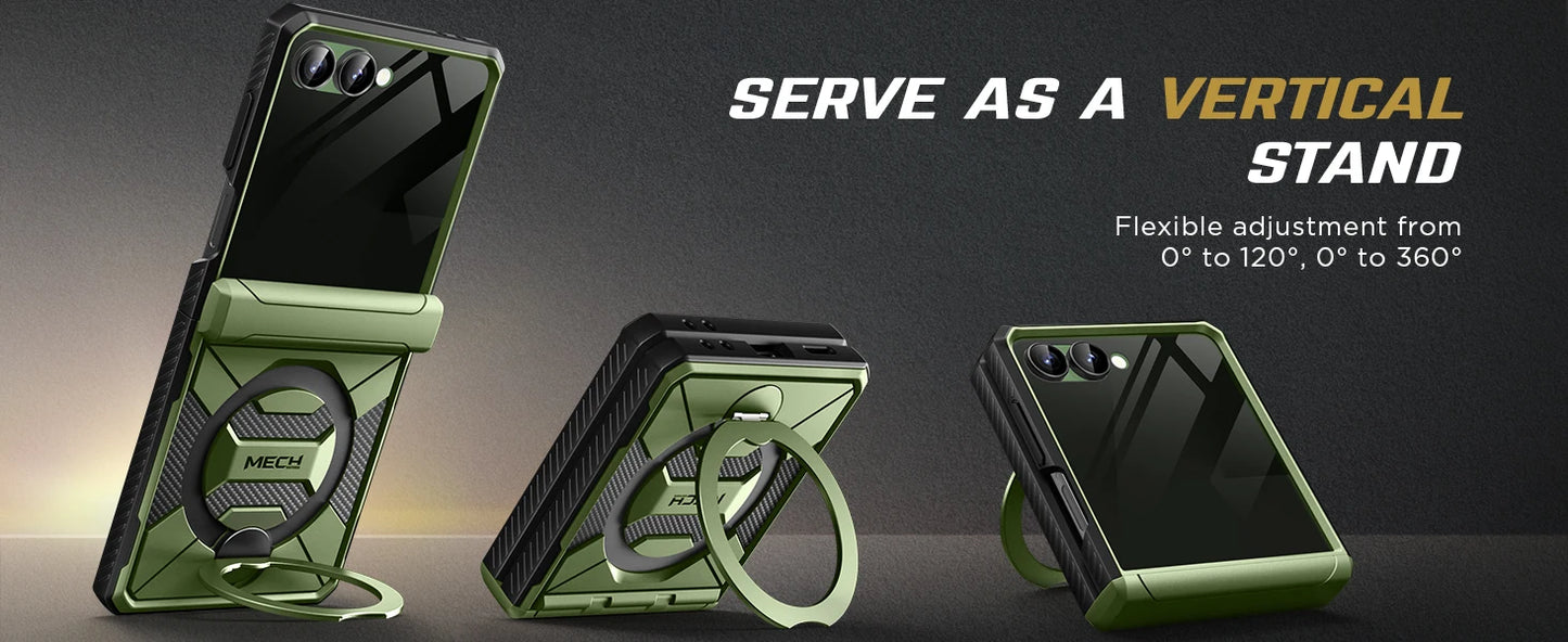 For Samsung Galaxy Z Flip 7 Case with 360° Spin  Ring Stand Built-in Privacy Screen Protector Full-Body Shockproof Cover
