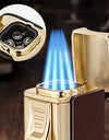 Cigar Lighter Ashtray Set 4 Jet Flame Windproof Lighters With Cigar Holder Cigar Punch Refillable Butane Cigar Accessories