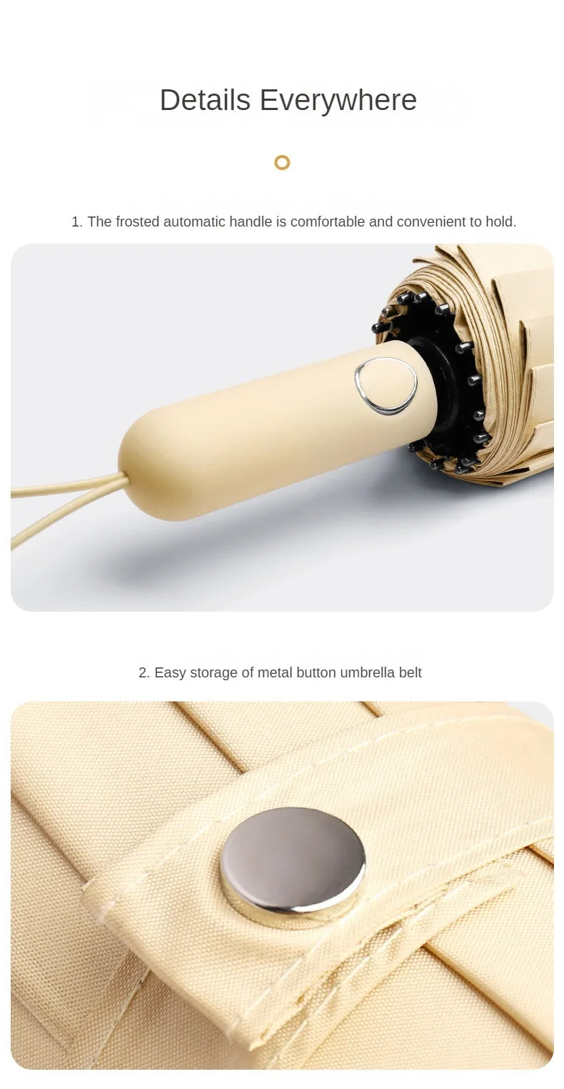 Automatic Folding Umbrella 16 Bone Windproof Large 105cm Sun Shade Rain Protection Travel Umbrella