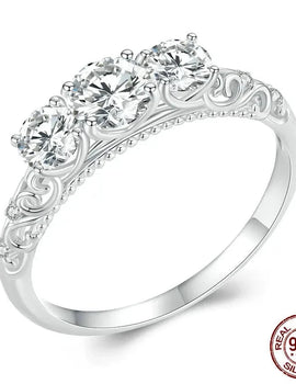 1.5 CT D VVS1 Moissanite Rings For Women 925 Sterling Silver White Gold Three Diamond Ring Engagement Wedding Band Ring