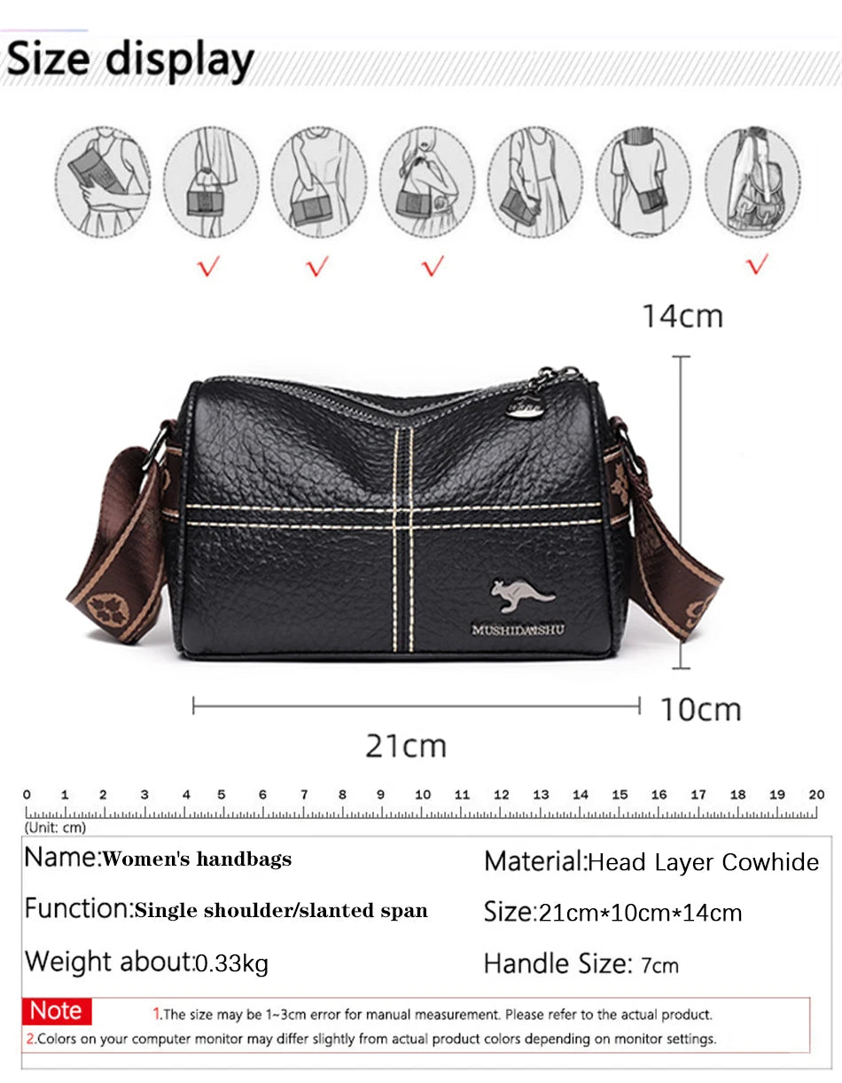 Lichee Pattern Genuine Leather Crossbody Bag For Women Luxury Handbag High Quality Shoulder bags Ladies Messenger Bag