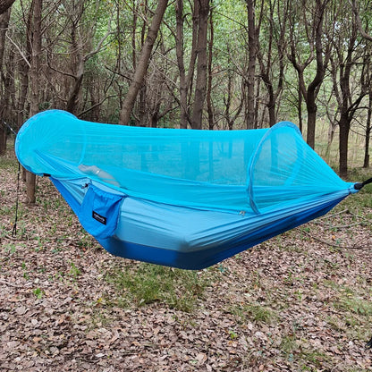 Large Camping Hammock with Mosquito Net Pop-up Parachute Lightweight Hanging Hammocks Tree Straps Swing Hammock