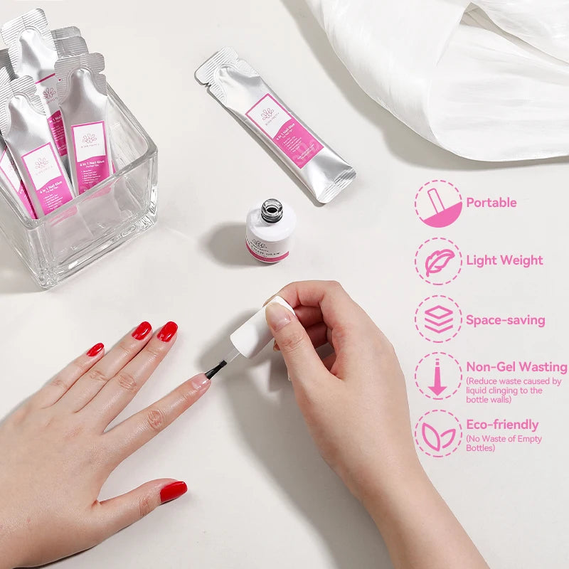 15g 6 IN 1 Nail Glue Gel Refilled Package Extension Building Strengthen Nail Gel Semi Permanent False Nail Tips Gel