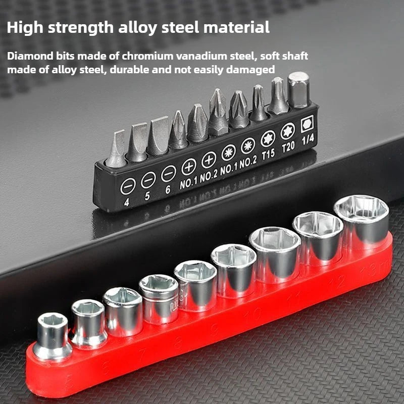 12pcs Flexible Shaft Movable Screw Rotating Ratchet Plum Blossom L-type Screwdriver, Full Set of Electric Universal Screwdriver