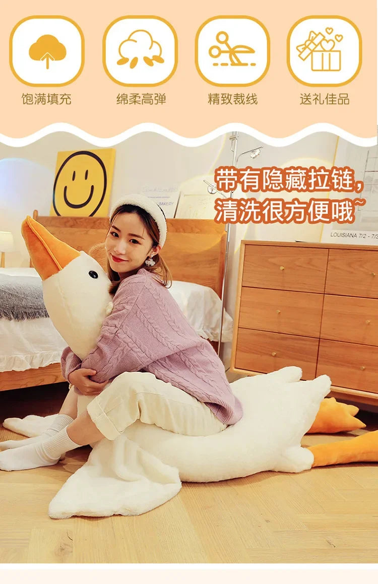 50-160cm Big White Goose Plush Toy Giant Duck Doll Soft Stuffed Animal Goose Sleeping Pillow Sofa Cushion Birthday Gift for Kids