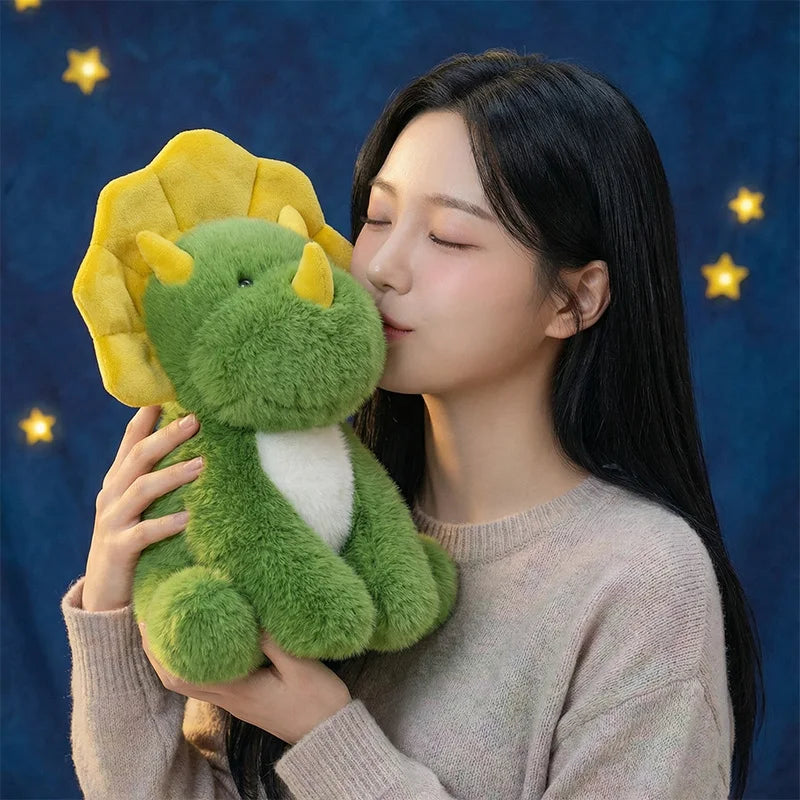 Green Triceratops Dinosaur Plush Stuffed Animal Pillow