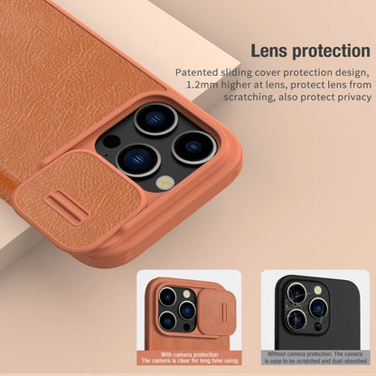 Luxury Flip QIN Pro Leather Case For iPhone 15 Pro Max Case Shockproof Camera Slider Protection Cover With Card Holder