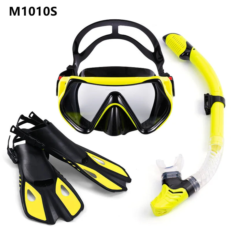 Snorkeling Equipment Panoramic Wide-angle Snorkeling Mask Professional Diving Mask and Snorkel Fin Fins Snorkeling Flipper