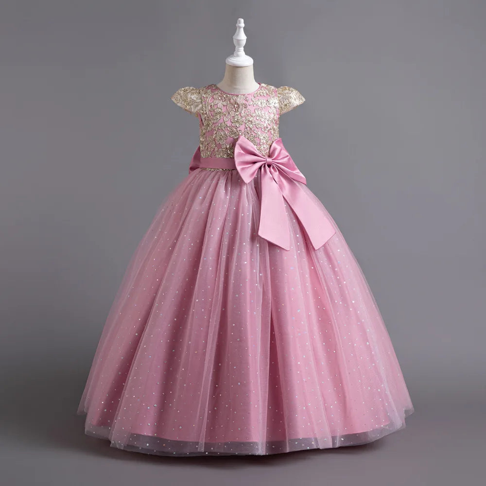 Girls Princess Dress - Fluffy Tulle Ball Gown with Bow Belt First Birthday Party Dress, Flower Girl Wedding Outfit