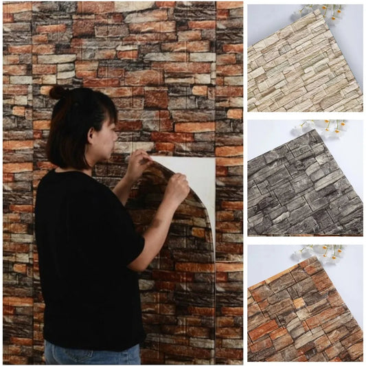 3D Wallpaper Decoration Self-adhesive Antique Foam Brick Wallpaper