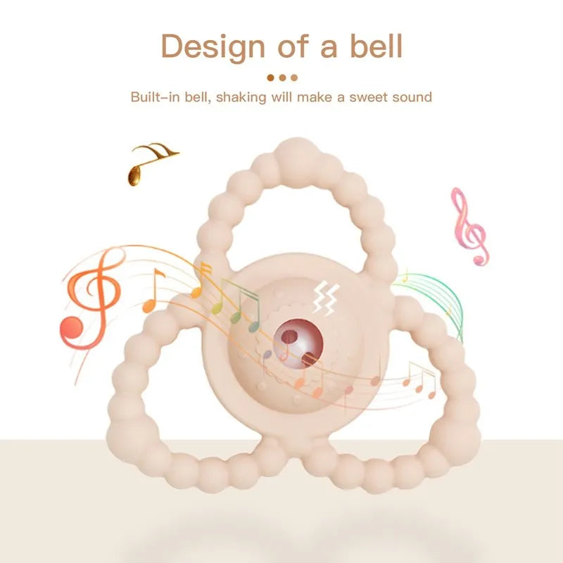 Baby Silicone Rattle Toy Montessori Educational Music Rattle Toy for Infant Food Grade Silicone BPA Free Newborn Teether Gift