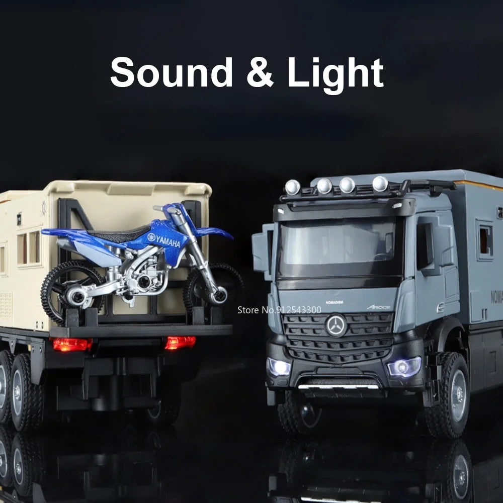 RV Toy Car Model Alloy Diecasting Pull Back with Sound Light High Simulation Models Vehicles for  Gifts