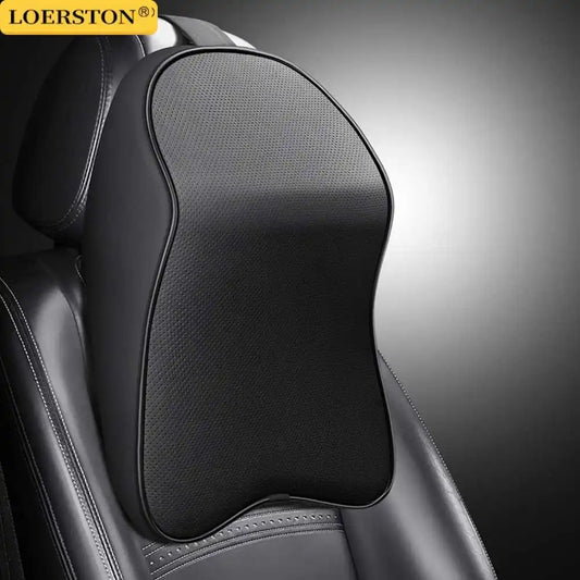3D Nappa Leather Memory Foam Car Neck Support Pillow