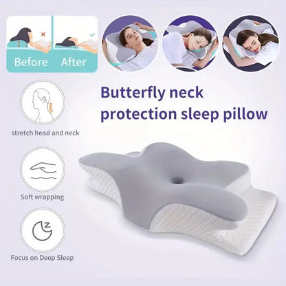 Memory Foam Pillows Butterfly Shaped Relaxing Cervical Slow Rebound Neck Pillow Pain Relief Sleeping Orthopedic Pillow Beding