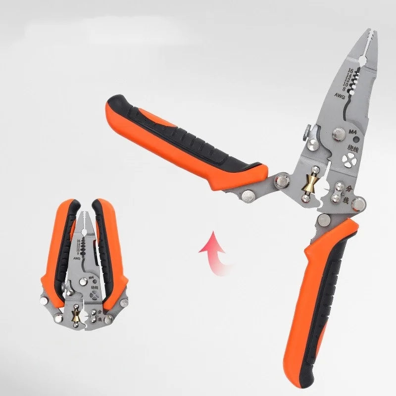Collapsible Wire Stripper and Cutter Time-Saving Labor-Saving Repair Scissors Wire Stripping Crimping Pliers Hand Tool