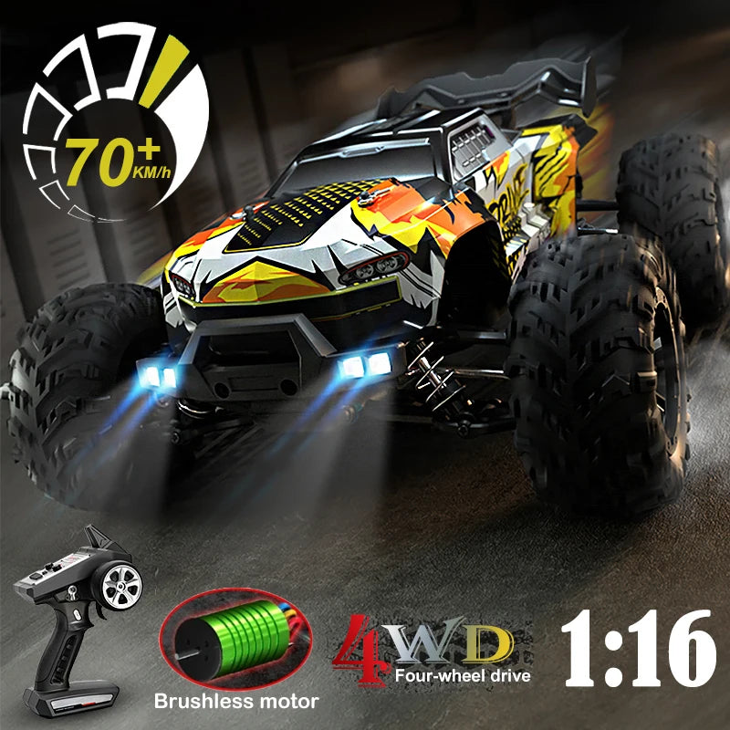 RC Car 1:16 70KM/H or 25KM/H Car Toys LED Headlight Shock-Absorbing Long Endurance With Adapt To All-Terrain 4WD Toys