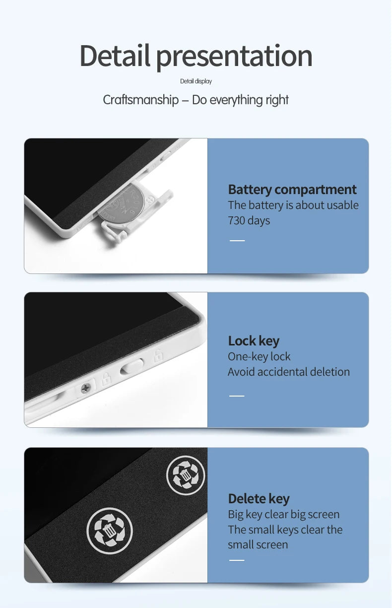 6.5-inch Double-sided Handwriting Full Screen Fine LCD Writing Tablet Liquid Crystal Drawing Board Meeting Content Sketch Pad