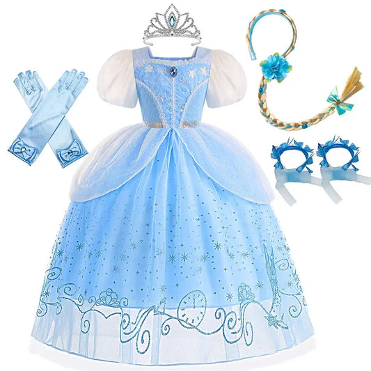 Blue Bubble Sleeve Princess Tutu Dress