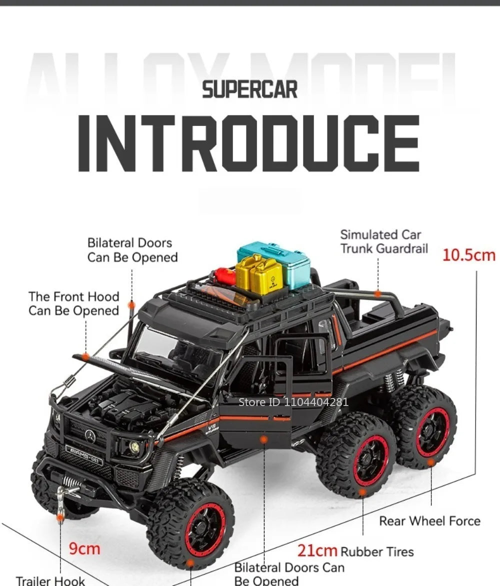 1:24 G63 G550 Diecast Alloy Miniature Model Toys Cars Sound Light Pull Back Doors Opened Off-road Vehicles Boys Birthday Present
