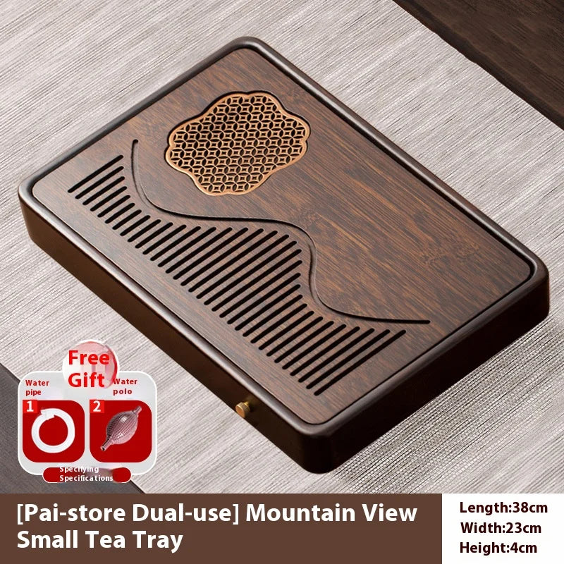 Household Portable Bamboo Tea Tray 48CM Tea Ceremony Wooden Tray Coffeeware Teaware Serving Tray For Chaban Tea Table