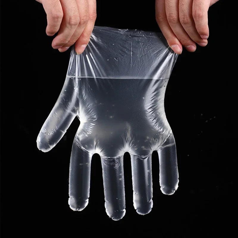 Transparent Disposable Gloves Plastic Waterproof Gloves for Kitchen Restaurant Fried Chicken BBQ Disposable Tableware