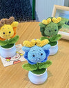 3 Pcs Handmade Crochet Dragon Flower Pot Home Room Decoration Finished Wool Knitting Office Desktop Ornament Christmas Birthday Gifts