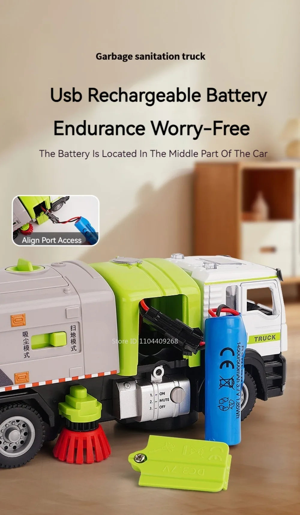 1:50 Electric Vacuum Cleaner Sweeper Garbage Truck Model Toy Alloy Diecast Light Sound Engineering Vehicle Gifts for