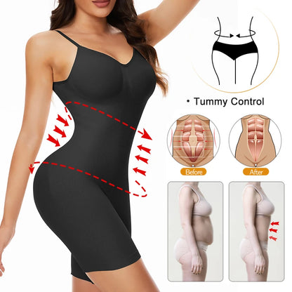 Women Full Body Shaper Backless Shapewear Bodysuits Tummy Control Sheath Butt Lifter Push Up Thigh Slimmer Corset