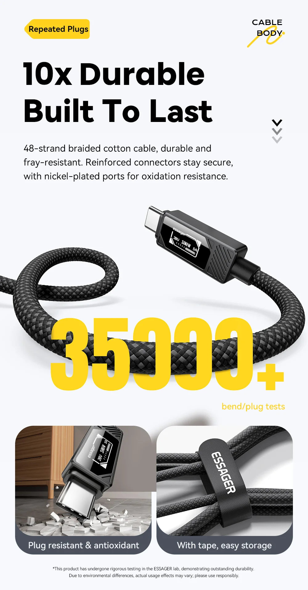 100W USB-C to USB-C Fast Charging Cable with LED Display