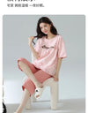 2-Pcs Women’s Summer Cotton Pajama Set – Breathable Short Sleeve Sleepwear with Cute Prints