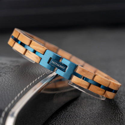 Bracelet Metal Stainless Steel Wood Strap Jewelry