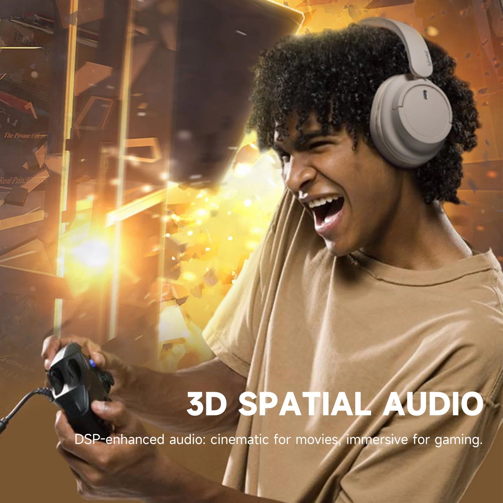 EKSA V16 Wireless Headphones Bluetooth 5.3 Over Ear Headset With Mic Bass/Pop Mode Hi-Res HiFi Wired Headphones 90H APP