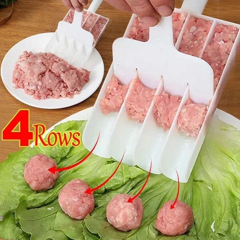 4 Rows Meatball Maker Round Fish Beaf Ball Rice Balls Making Mold Cooking Homemade Mould Meat Baller Clips Tools Kitchen Gadgets