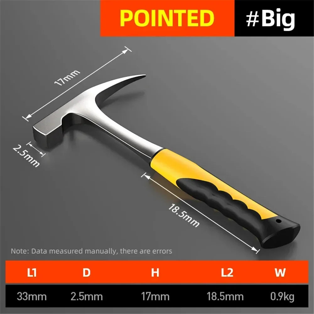 Professional Multifunctional Hand Tool Hammer Camping Hammer High Carbon Steel Geological Hammer Integrated Forging Claw