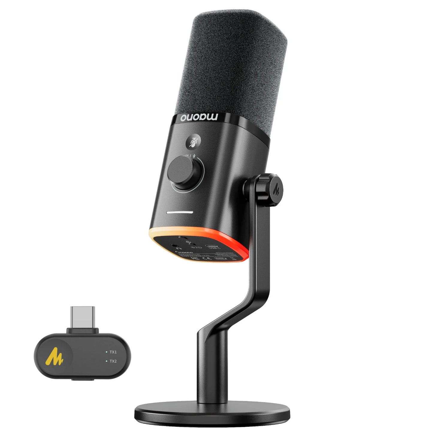 Wireless Dynamic Gaming Microphone with RGB Lighting and Noise Reduction