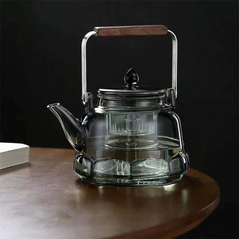 1000ml Lotus Shape Heat-resistant Glass Teapot With Tea Strainer Infuser  Steaming and Boiling Flower Puer Kungfu Beam Tea Pot