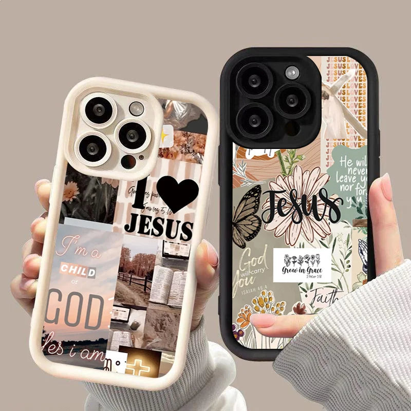 Jesus Collage Pattern Thick Shockproof Phone Case For iPhone 17 16 Pro Max Air 16E 15 14 Cover